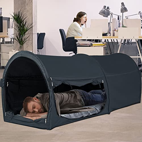 EighteenTek Betthimmel, Büro, Bettzelte, Traumzelte, Privatsphäre, Schlafzelte, Innenbereich, Pop-Up-Zelte, tragbar, für eine Person, liegend, nicht sitzend, Vorhänge, grau, 180x71 cmx88 cm