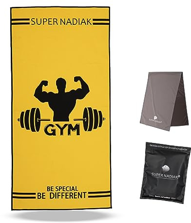 super NADIAK Asciugamano Palestra in Microfibra Ultra Assorbente Telo Sportivo per Fitness, Sala Pesi, Yoga - Uomo/Donna - Rapida Asciugatura - Design Moderno (50x100 cm)