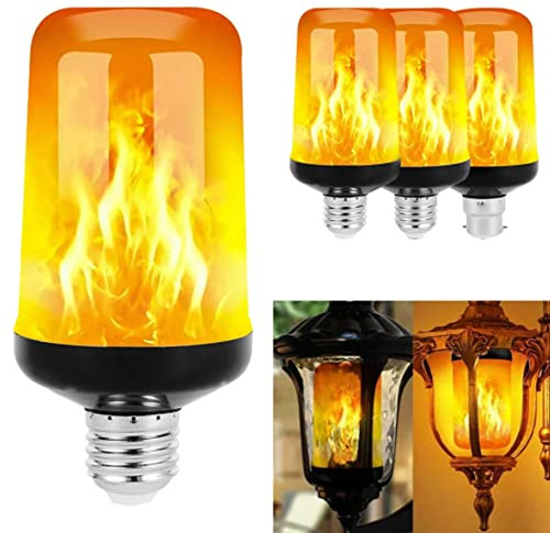 N+B+B B LED-lampa med flameffekt, flamlampor E26 E27 B22 flamlampor med 4 lägen simulerad flamlampa med gravitationssensor skruvas in för inomhus utomhus juldekoration (E27)