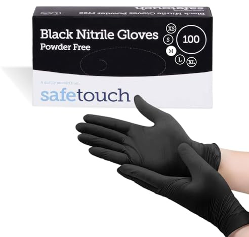 1ABOVE Pack of 100 Nitrile Examination Gloves - Multipurpose, Powder Free and Latex Free Disposable Gloves, for Food, Safety, Medical, Barber Shop, Garage etc (BLACK, MEDIUM)