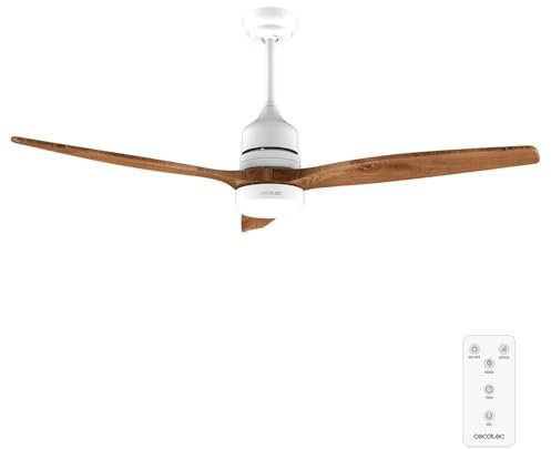 Cecotec Ventilador de Techo con Luz EnergySilence Aero 5275 White&BlackWood 40 W y 52, con motor DC, mando a distancia, luz LED,doble altura, temporizador programable, modo winter-summer