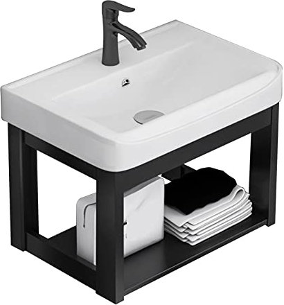 Lavabo bagno,lavello bagno con mobile,lavabo sospeso,lavandino da esterno,Lavello free standing in ceramica con ripiani per una facile pulizia, Utilizzare all'aperto, al chiuso, in garage, ( Size : 51