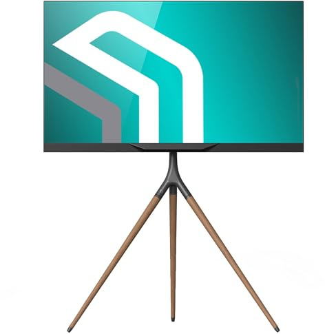ONKRON TV-stativ 32–65 tum, TV-stativ laddas upp till 35 kg, TV-stativ med VESA 100 x 100 x 400 mm, universell TV-stativ med justerbar höjd och träben, svart TS1220-B