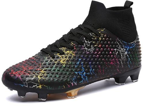 MIGPOGZAI Men's Soccer Shoes High-Top Soccer Cleats Outdoor Breathable Athletic Professional Spikes Youth Boys Football Shoes Unisex