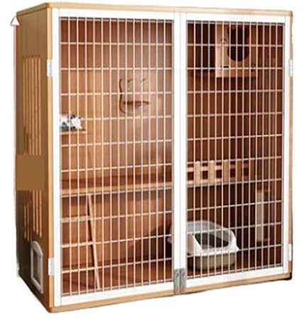 Katzenhaus katzenvilla Cat Villa Indoor Cat Room Home Cat House Übergroßer Freiraum Katzenschrank Katzenhaus Katzenstreu Luxus-Katzenkäfig Katzenhütte (Color : Varnish)