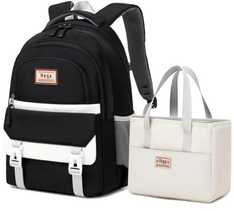 Asge Kreativer Trend-Schulrucksack für Mädchen Teenager Schmutzabweisendes Nylon, Leichter Rucksack für Grundschule Freizeit, Modischer Schulrucksack inklusive praktischer Handtasche