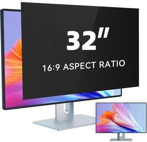 IPROKKO 32 Zoll Computer Sichtschutzfolie for 16:9 Monitor, Abnehmbarer Sichtschutz Anti Blaulicht Blendschutz Blickschutzfolie Displayschutz Blickschutzfilter für 32zoll Hp Dell Acer Lenovo Asus