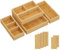 Lifewit Organizadores de Cajones 5 Pack(11 Rejilla) con 6 Inserciones, Divisores Ajustables de Madera de Bambú, Caja de Almacenaje Apilable para Utensilios, Maquillaje, Basura en Cocina, Baño, Oficina