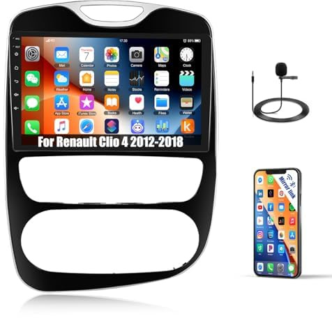 CAMECHO 1+32G Android 13 Radio de Coche con navegador por satélite para Renault Clio 4 2012-2018,10 Pulgadas Doble DIN Radio de Coche Pantalla táctil con Bluetooth FM/RDS Mirror Link WiFi SWC+Canbus
