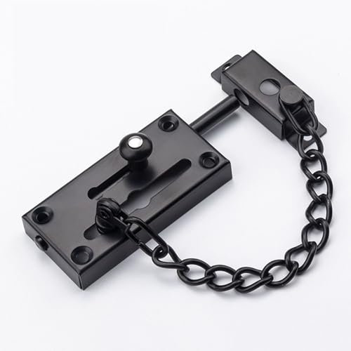 Heavy Duty Security Door Chain Lock, Sliding Bolt Door Latch with Thickened Chain, Metal Latch, for All Types of Doors, Windows(Black)