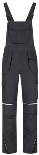 BWOLF Drift Ice Arbeitslatzhose Männer Winter Latzhose Herren Winter Arbeitshose mit Latz Wasserdicht Reflektierende mit vielen Taschen (Schwarz/Grau, M)