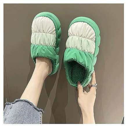ZQDUFEA Flache Slippers wasserdichte Hausschuhe aus weicher Baumwolle, mit Kopf umwickelt, Hausschuhe für Damen, Winter-Oberbekleidung, Samt, Baumwolle, Mopp, Boden warm Geschenk