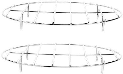 Cabilock Edelstahl Grillrost BBQ Rippchen Rippchenhalter 22cm Antihaft Grilling Tragbarer Grillkorb Für Fleisch Und Pizza