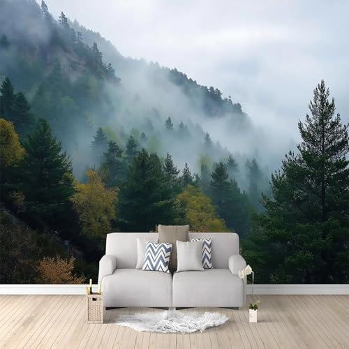 Papel Tapiz Fotográfico Fotomurales Paisajes Naturales Bosques Montañas Pinos 200 x 140 cm Art Mural Cafe Restaurant Dormitorio Decoración para el Hoga Murales Papel Pintado Fotomural Dormitorio