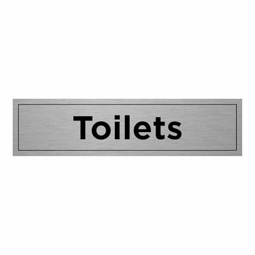 Toilet Sign with Border – 300 x 75mm – Durable 0.5mm Aluminium with Bold Text & Black Border, Self-Adhesive for Easy Mounting, Professional Restroom Signage for Offices & Public Spaces (1)