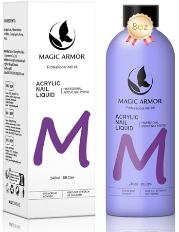 MAGIC ARMOR Acryl Nagelflüssigkeit - 240 ml professionelle Aushärten für Acryl Nägel Flüssigkeit für Acryl-Nagelverlängerung und -schnitzerei, für den Heimgebrauch und den Einsatz im Nagelstudio