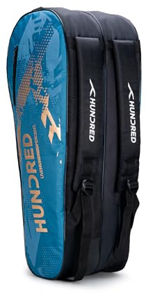 HUNDRED Sonic Pack Kit Bag | Geräumige Badminton-Schlägertasche mit Zwei großen Fächern für Schläger und Schuhe – Ideal für Sport, Fitnessstudio und Reisen | Unisex-Design | Schwarz/Türkisgrün