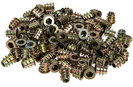 Veemoon 100 Piezas Tuercas Insertadas M5 De Aleación De Zinc, Insertos Roscados Para Muebles De Madera Maciza, Tuerca De Casquillo Rosca Interna y Externa, Resistente y Antivibración Para Carpintería