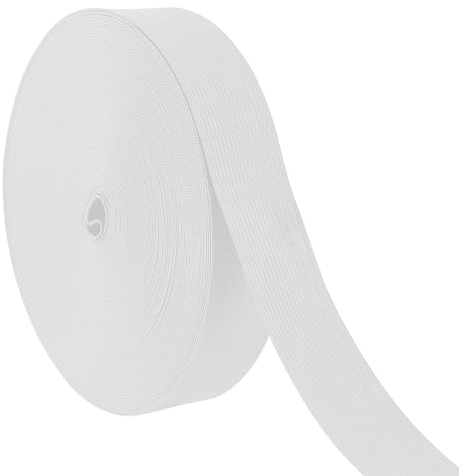 Lvjkes Bandes élastiques à Coudre, 15m x 2.5cm Ruban Elastique, Haute élasticité et durabilité, Convient pour Coudre des vêtements, des Pantalons et dautres Accessoires de Couture DIY (Blanc-15M)