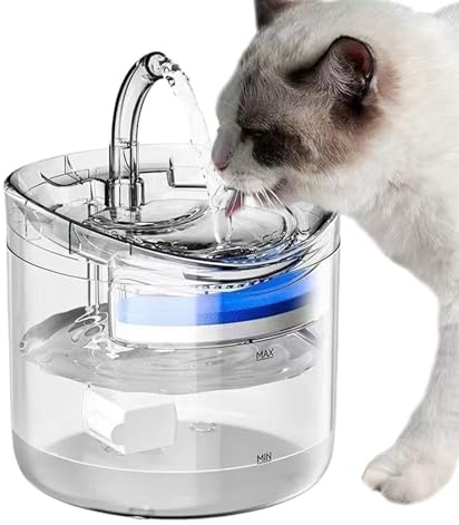 Fuente para mascotas, mantenimiento sin esfuerzo, dispensador de agua de 6.5 x 6.5 x 6.1 pulgadas, depósito transparente inteligente automático de 2 L, solución de hidratación interior para gatitos