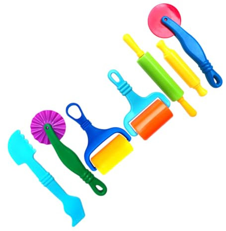 ERINGOGO 7stücke Teiliges Kinderspielzeug Knetroller Aus Robustem Kunststoff Inklusive Nudelholz DIY Und Formen Bunte Farbwahl Fördert Kreativität Und Feinmotorik Bei Mädchen Und Jungen