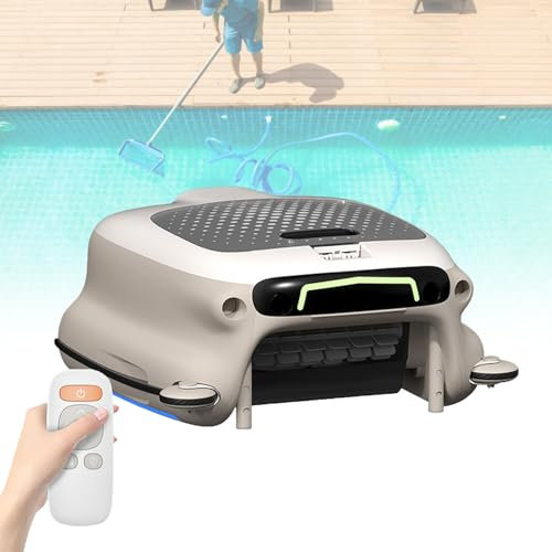 VNATWGOO Robot Pulitore Automatico per Piscina con Skimmer, con Batteria da 7800 mAh, per Vasche Idromassaggio, Spa, Piscine Esterne