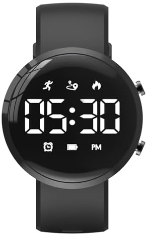 Montre de suivi de fitness numérique pour enfants, garçons et filles, étanche, avec comptage de pas, distance, calories, chronomètre, réveil, excellent cadeau de Noël pour enfants et adolescents (noir