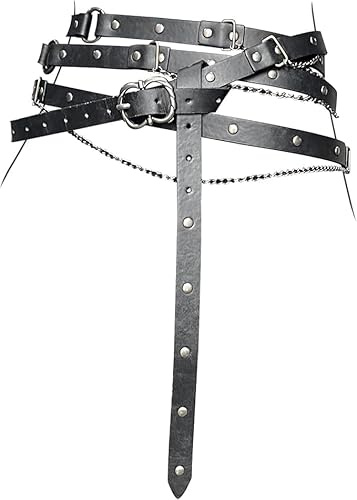 CHAOTEMAI Cintura Donna Elegante con Catena Vintage Cinture da Donna Rimovibile Cintura Sottile da Donnas Punk per Catena Il Corpo Ciondolo Zaino Decorazione Abbigliamento COSPLAY (Nero)