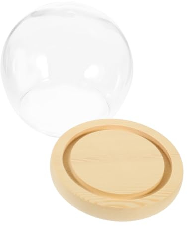 Mikikit Cúpula Transparente para Flores Preservadas con Base de Madera, Fácil de Limpiar y Adecuada para Ambientación en Cumpleaños y Fiestas de Inauguración
