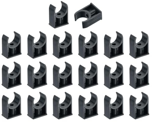TA-VIGOR 25mm PVC Water Pipe Clamps Clips, 20pcs U-Shaped Tubing Hose Buckles for 25mm OD Tubing, TV Trays Hose Hanger Support Pex Tubing Hose Clamps Universal Single Pipe Clip