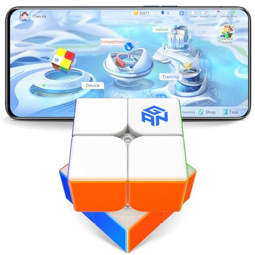 GAN 251ui Zauberwürfel 2x2, Magnetisch Smart Cube mit app Online-Wettbewerb | Profi Speedcube Wiederaufladbarer Bluetooth Würfel, Geschenke für Kinder und Erwachsene, Anfänger und Fortgeschrittene