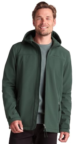 TOG24 Feizor Men's Softshell Jacket Lightweight Fleece Lined Water Resistant Warm Jackets Rain Coat Windbreaker Hiking Jackets with Hood Racing Green L