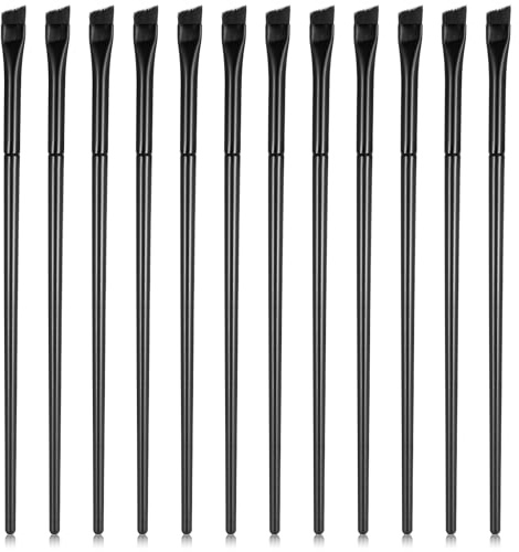12 Pieces Angled Eyeliner Brush Eyebrow Flat Brushes Makeup Tip Thin Slanted Brush for Women Salon Beauty Cosmetic Makeup Tool