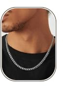 RANKEEF 5mm Silver Mens Chain Durable Stainless Steel Chains