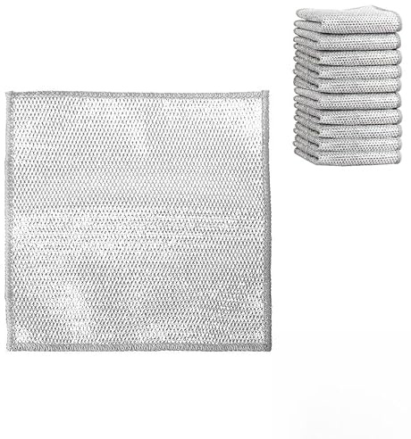 GifBasg 10 PCS Double Layer Wire Dishwashing Cloths, Non-Scratch Stainless Steel Cleaning Rags (20x20 cm), Multi-Purpose Metal Wire Dish Cleaning Towels for Kitchen, Sink, and Stovetop Cleaning