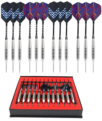 ONIYEA Dartpfeile mit Metallspitze, 12 Stück Profi Steeldarts, Steel Darts Set mit Schaft und Flights,für Anfänger Und Hobbyisten