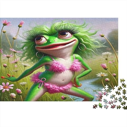 Rana Antropomorfa Puzzle 1000 Pezzi Puzzle per Adulti Prato Fiorito Gioco Relax Decorazione Regalo 38x26cm/1000pcs