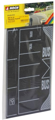 NOCH Parkplatz, Asphalt Design mit Straßen-Folie, 22 x 14 cm für Modellbau in Spurweite H0
