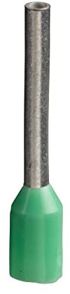 Schneider Electric DZ5CE Aderendhülsen bis 6mm², Stift ø 3.9mm, Grün, Kunststoff, 11.5mm, 20mm, Isoliert, 10AWG max., Packung a 100 Stück