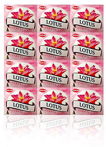 Lotus - Case of 12 Boxes, 10 Cones Each - HEM Incense From India