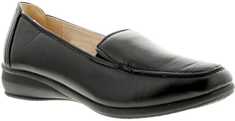 Ever So Soft Sally Womens Flat Shoes - Breathable Ladies Loafers with Leather Sock, Black Flat Shoes for Women with Deep Arch Support Black 5 UK