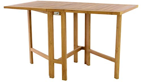 Divero Klapptisch Valencia aus Teak Holz, behandelt – Farbe: Braun | massiv und wetterfest