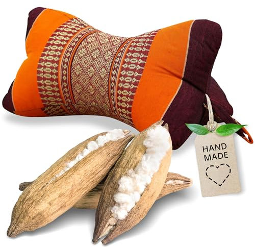 livasia cojín Cervical de Hueso - Ø 15x32cm - Cojín Cervical con Forma de Hueso, Cojín Bordado de sofá, Cojín de Lectura con kapok, para jardín/balcón, Cojín de Viaje Artesano (Naranja)