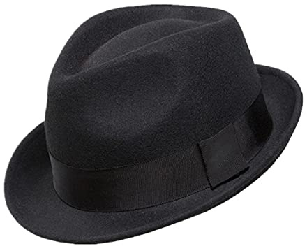 Home Prefer Cappello invernale da uomo in feltro di lana a tesa corta, nero, 7.375