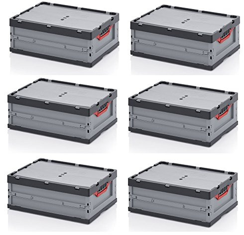 6 x professionell fällbox 60 x 40 x 22 med lock inklusive gratis tulllager 6-set