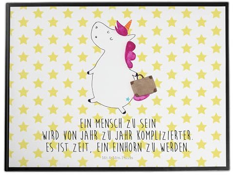Mr. & Mrs. Panda Schreibunterlage Einhorn Koffer - Geschenk, Unicorn, Schreibtischauflage, Lustig, Tischunterlage, schreibtischunterlage, tischauflage, Gepäck, Einhörner, schreibtischunterlagen, Reise