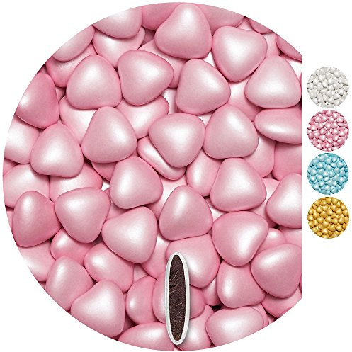 EinsSein 0,5kg Schokoherzen Dragees medium rosa pearl Gastgeschenke Hochzeit, Taufe, Kommunion, Kindergeburtstag | Schokodragees, Dragees in Herzform bzw. Schokolinsen als Ersatz für Hochzeitsmandeln
