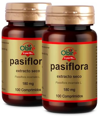 Obire | Pasiflora 500 mg | 100 Comprimidos | Pack 2 Unidades | Extracto Seco | Ayuda a Conciliar el Sueño y Calmar los Nervios | Propiedades Relajantes | Ayuda a Combatir el Insomnio