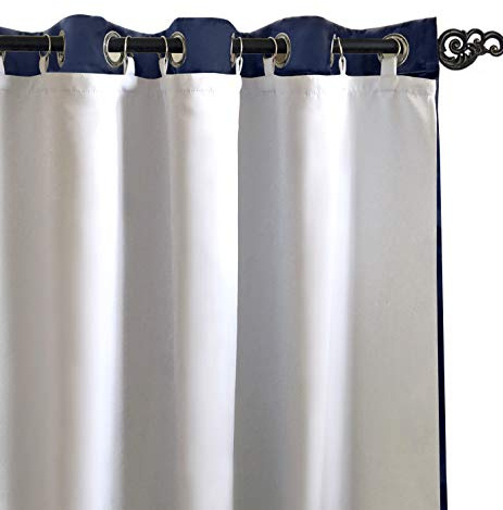 DriftAway Thermal Insulated 100 Percent Darkening Blackout Curtain Liner 2 Panels Each Liner Size 50 Inch by 80 Inch Rings Included Off White Panel