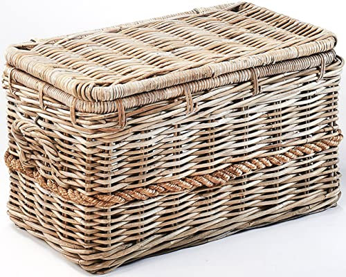 Kobolo Rattantruhe mit Griffen und Deckel 65x37x39 cm